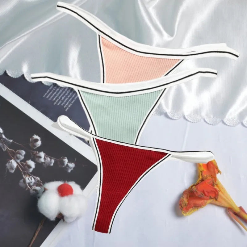 Calcinha feminina de algodão, fio dental sexy, sem costura, invisível, cintura baixa, confortável, cor sólida, fio dental