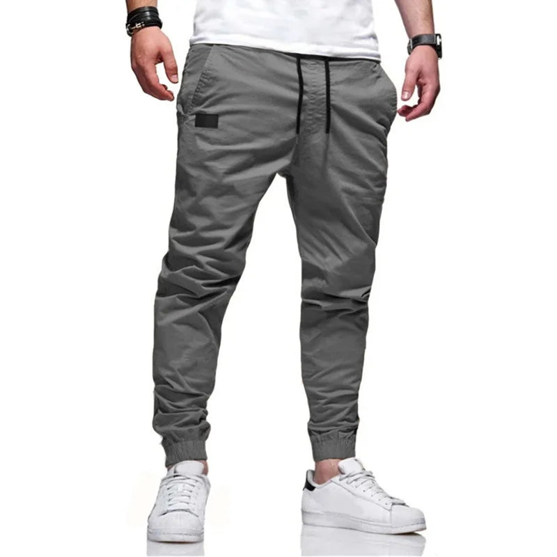 Calça cargo longa masculina de cor sólida, nova coleção outono 2019, calça de moletom masculina de alta qualidade, calça esportiva branca casual, roupas de grife