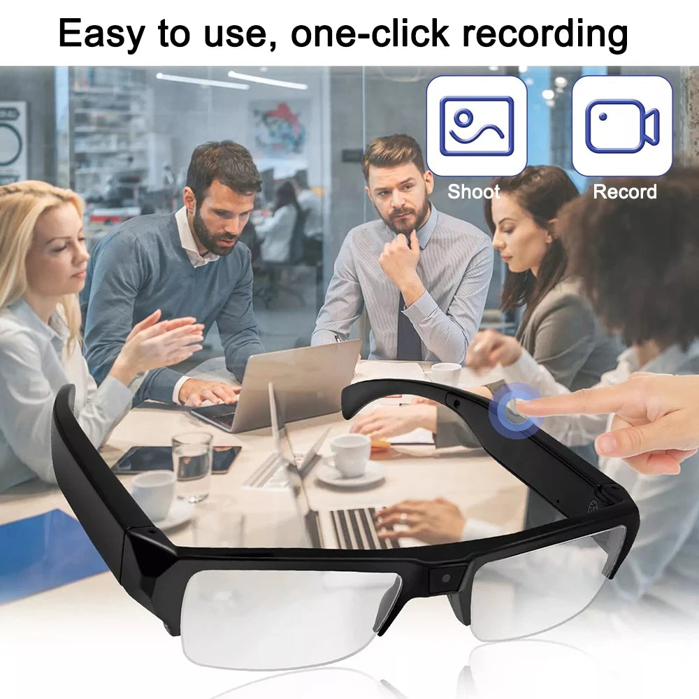 Óculos de câmera HD 1080P Mini Óculos DVR Óculos de câmera Óculos de vídeo esportivos Óculos para atividades ao ar livre Óculos de câmera para conferências, direção, etc.