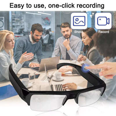 Óculos de câmera HD 1080P Mini Óculos DVR Óculos de câmera Óculos de vídeo esportivos Óculos para atividades ao ar livre Óculos de câmera para conferências, direção, etc.