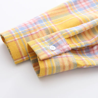 Camisa xadrez de flanela feminina 2024, novas blusas e tops femininos, camisas casuais de manga comprida soltas de algodão, roupas femininas finas