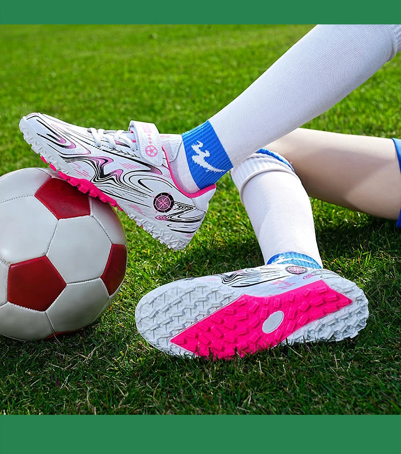 Marca de chuteiras infantis de futebol, chuteiras profissionais FG/TF para meninos e meninas, chuteiras de grama para futebol, calçados de treinamento de futsal ao ar livre