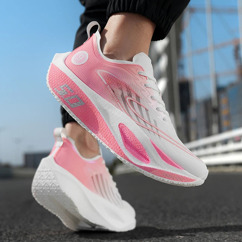 Calçados esportivos masculinos com amortecimento, antiderrapantes, planos, resistentes ao desgaste, tênis de corrida em malha respirável e plataforma macia para homens