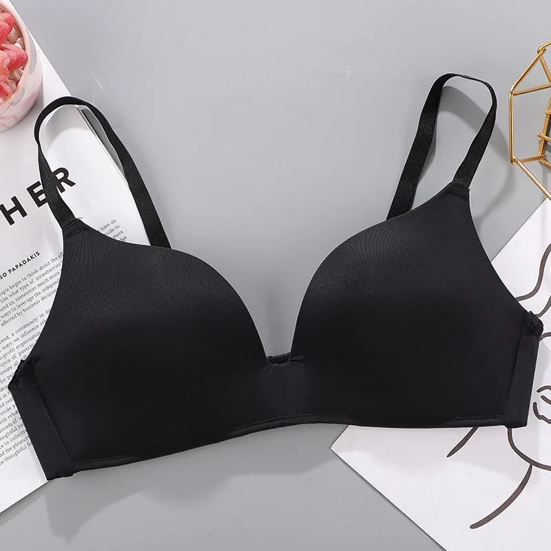 Sutiã feminino sem costura sexy sem aro push up roupa íntima para meninas estudantes respirável fino 10 cores sutiãs femininos sutiã respirável franzido