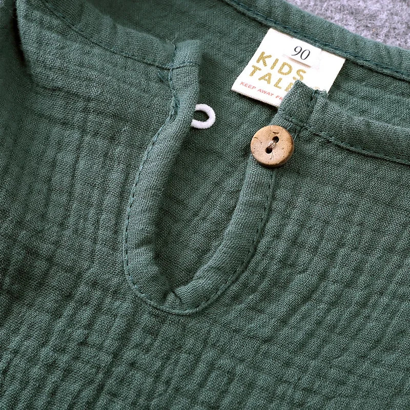 Conjunto de bebê unissex 100% algodão, 2 peças, verão 2025, camisa de manga curta lisa, casual, infantil, 1-7 anos