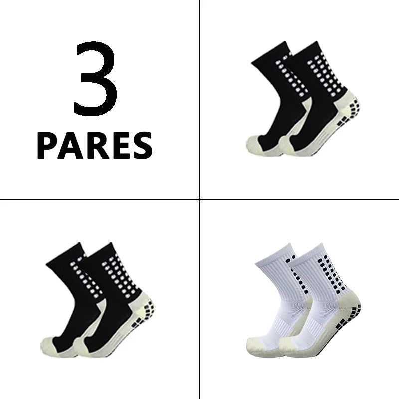 Meias de futebol masculinas, meias de corrida de poliamida, meias de futebol antiderrapantes, meias de corrida de cano médio