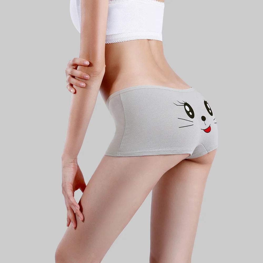 Calcinha boxer de algodão feminina, roupa íntima de segurança, calcinha feminina estampada, lingerie feminina, íntima, 5 peças/lote