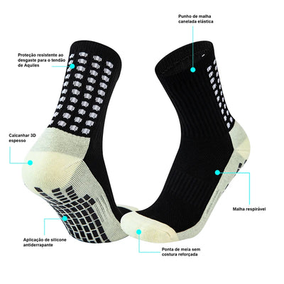 Meias de futebol masculinas, meias de corrida de poliamida, meias de futebol antiderrapantes, meias de corrida de cano médio