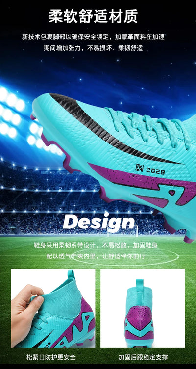 Novas chuteiras masculinas de futebol, chuteiras de futebol rápido, chuteiras de campo de futebol profissional, tênis originais para meninos de futsal TF/FG