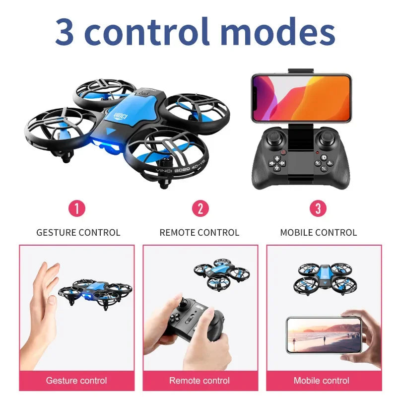 V8 Novo Mini 4K HD 1080P Grande Angular WiFi FPV RC Drone com Função de Manutenção de Altura Ideal Brinquedos Infantis 4DRC