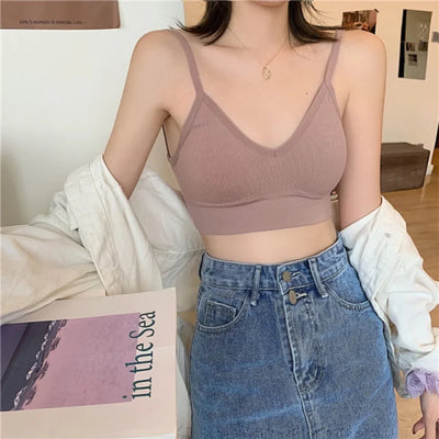 Kit 4 Conjunto de Sutiãs Sem Costura Feminino, Sutiã de Algodão Sexy e Bonito, Sutiã Acolchoado Respirável e Confortável