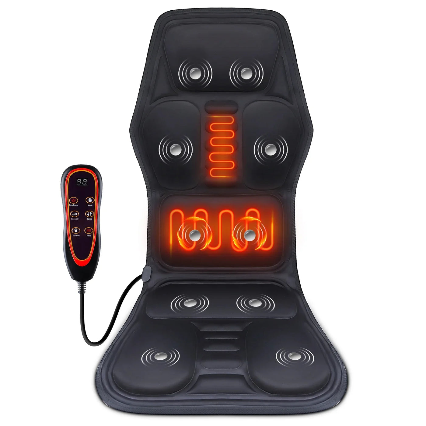 Massageador elétrico para costas, infravermelho, massagem corporal completa, almofada, aquecimento, vibrador, carro, casa, escritório, lombar, pescoço, colchão, cadeira