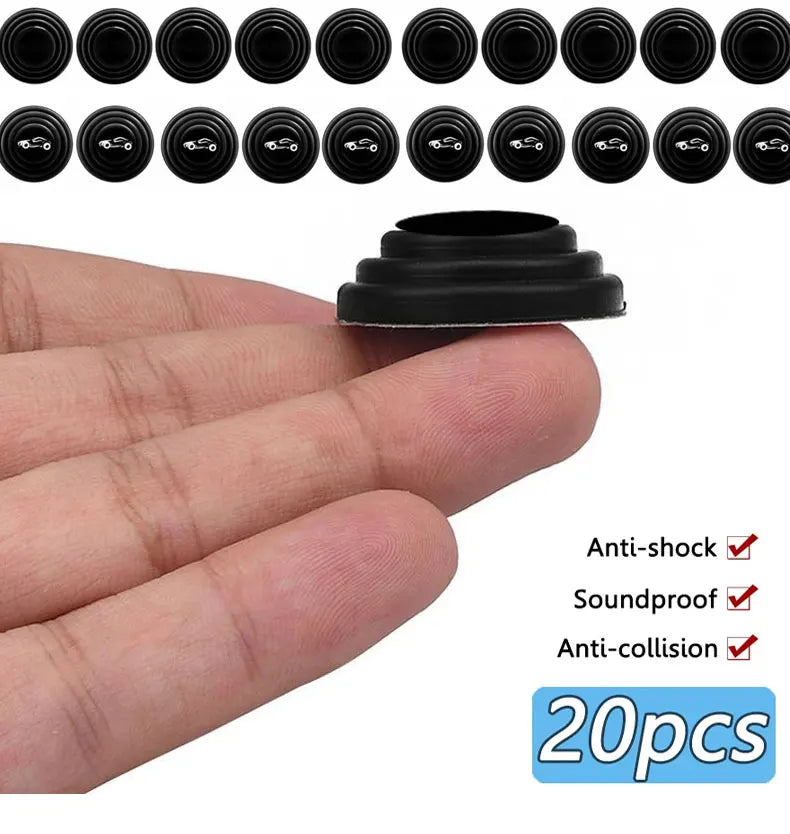 20 peças de almofadas antichoque de silicone para porta de carro, universal, isolamento acústico, adesivos de almofada espessante, juntas anti-riscos