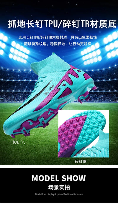 Novas chuteiras masculinas de futebol, chuteiras de futebol rápido, chuteiras de campo de futebol profissional, tênis originais para meninos de futsal TF/FG