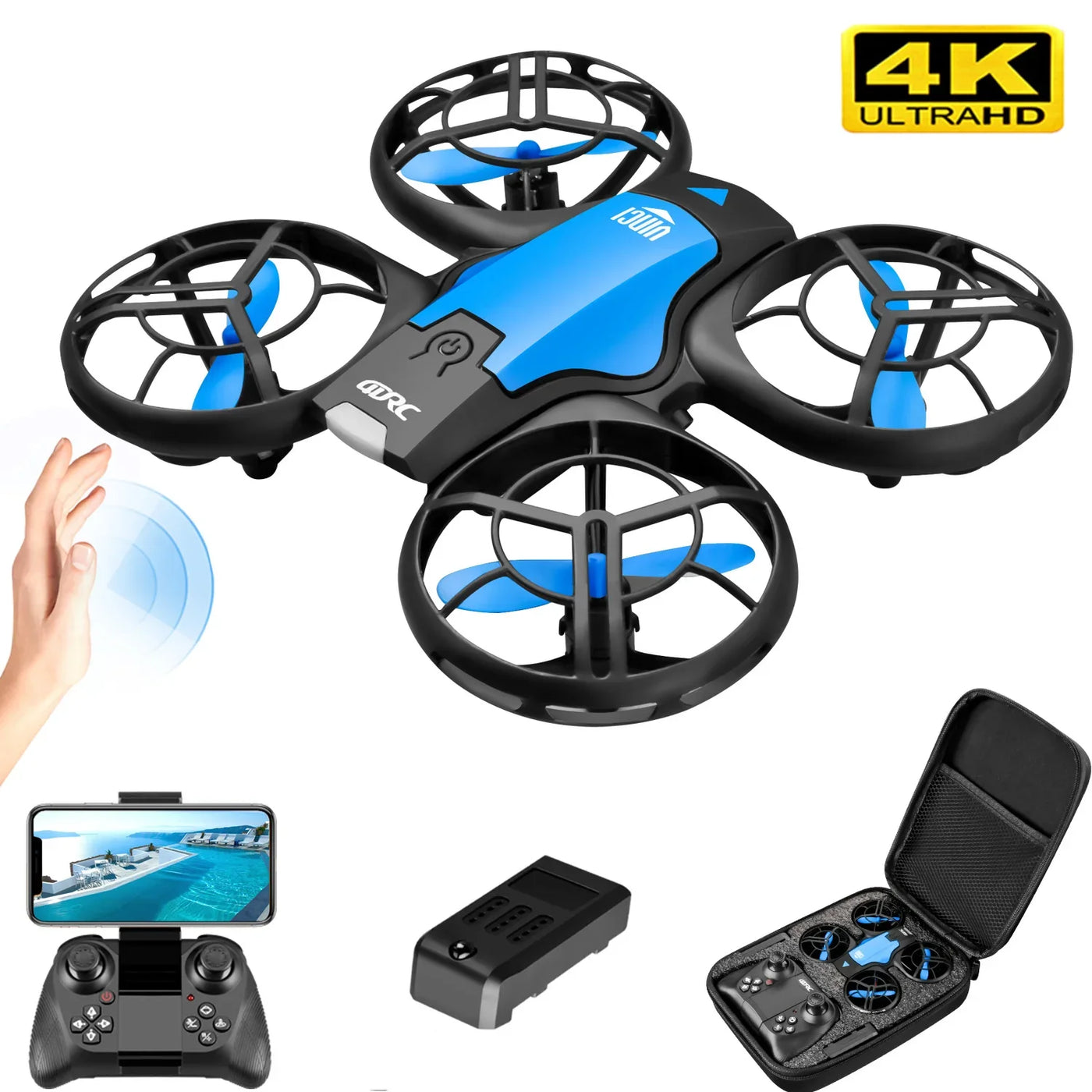 V8 Novo Mini 4K HD 1080P Grande Angular WiFi FPV RC Drone com Função de Manutenção de Altura Ideal Brinquedos Infantis 4DRC