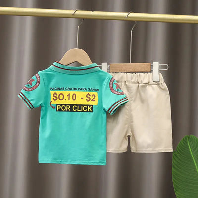 Roupas infantis mãe Roupas infantis Conjuntos infantis Meninos Camiseta Shorts Verão Algodão Manga curta moda Terno 2PCS