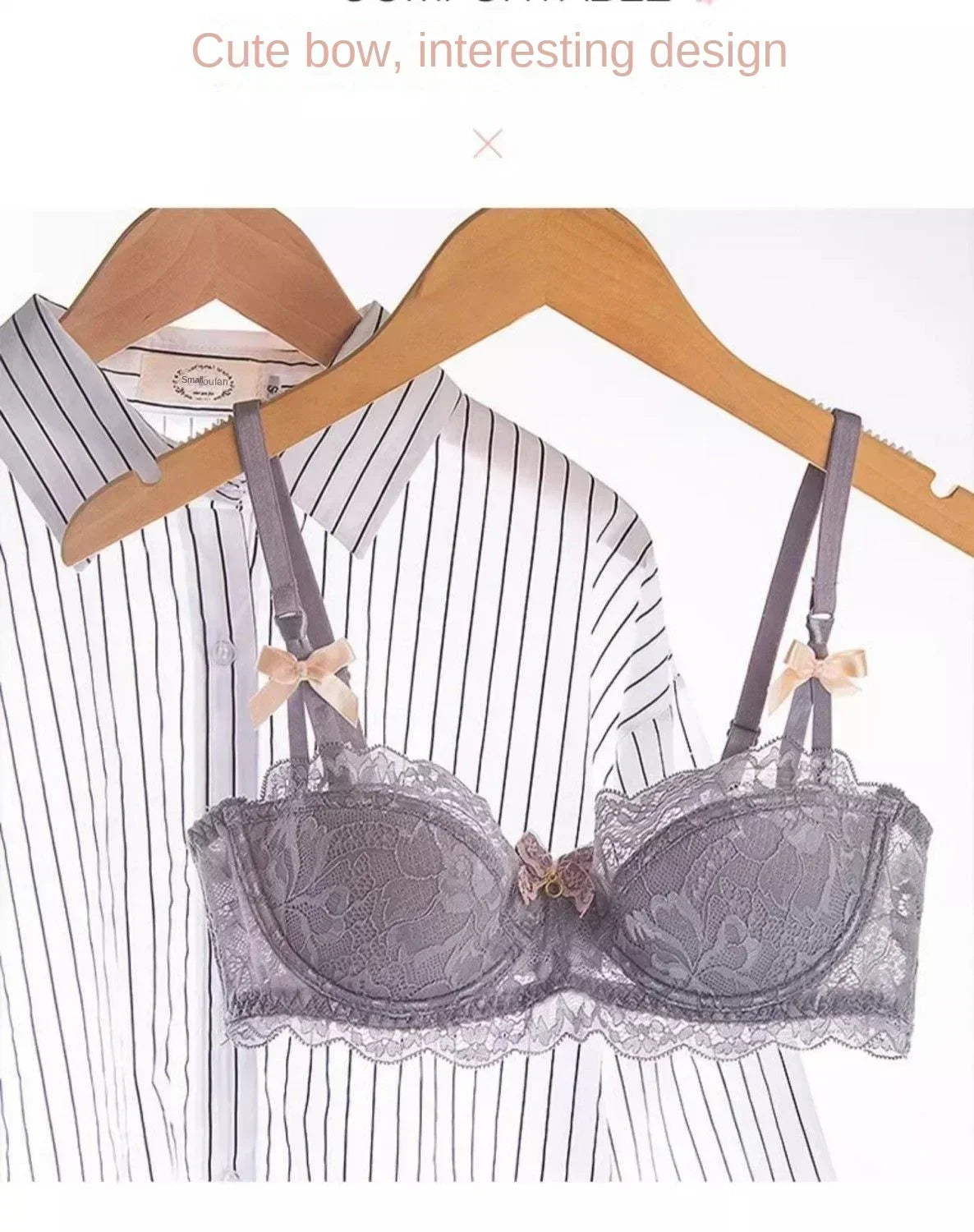 MOYISU Sutiã de renda romântica francesa confortável, respirável, sexy e fino, coleção Pure Desire Girls, roupa íntima super bonita