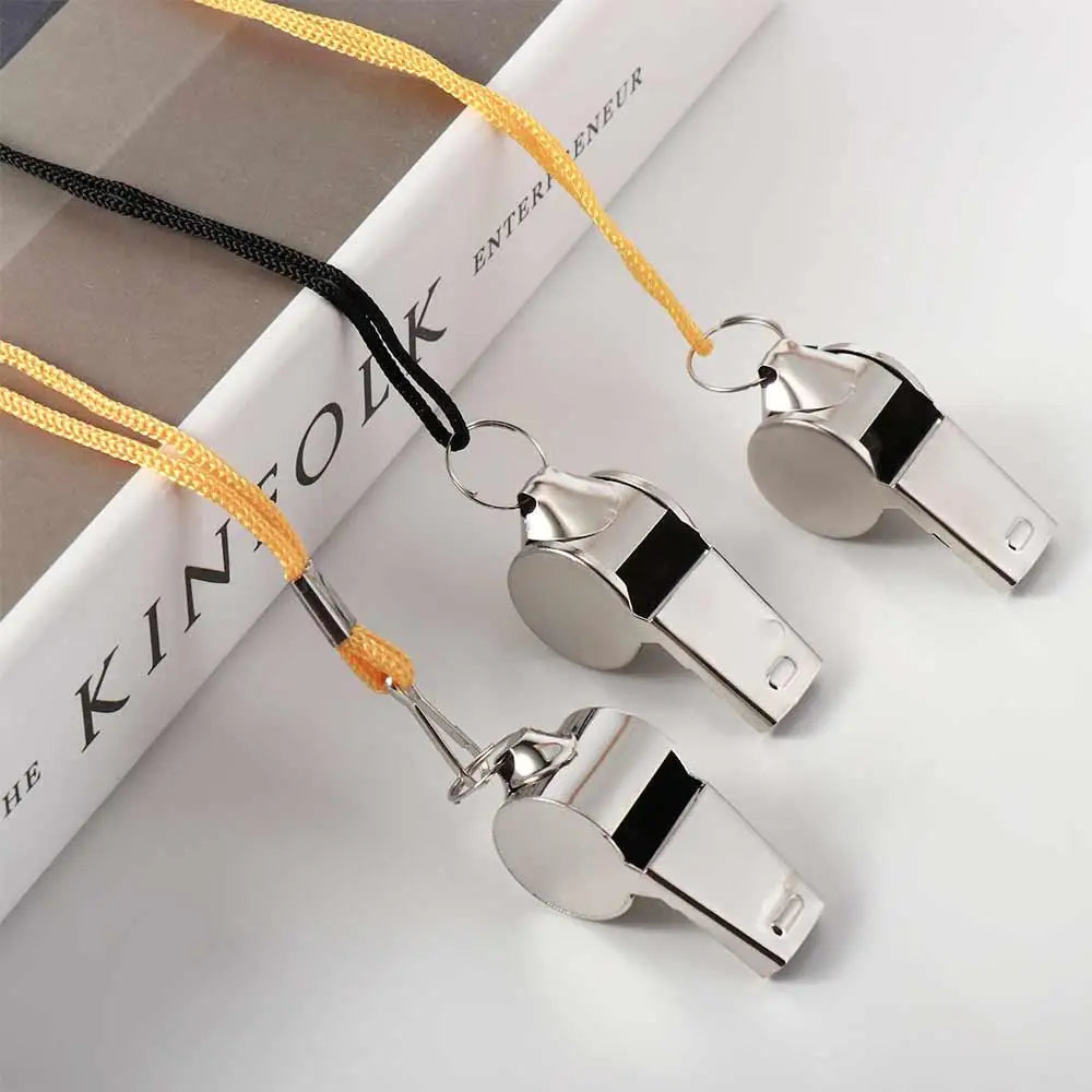 Apito de metal alto profissional com corda esportiva apito resistente ao desgaste apitos portáteis de aço inoxidável para árbitro