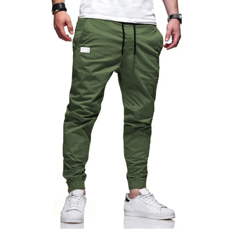 Calça cargo longa masculina de cor sólida, nova coleção outono 2019, calça de moletom masculina de alta qualidade, calça esportiva branca casual, roupas de grife