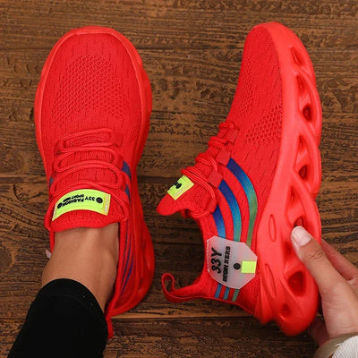 Sapatos casuais masculinos com design de malha moderno e cadarços ajustáveis, calçados esportivos leves e duráveis para uso diário