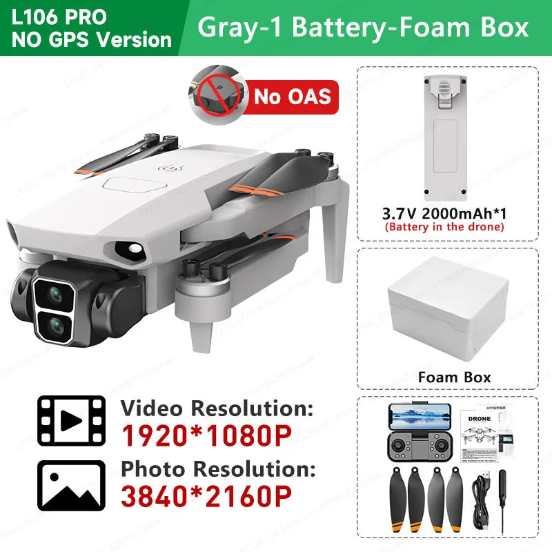 LYZRC L106 / L106MAX HD Câmera Dupla Comutação Motor Brushless RC Drone Dobrável Mini Wifi 2.4GHz 360° Helicóptero OAS Inteligente