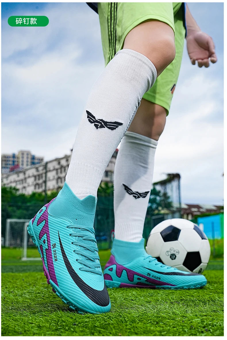 Novas chuteiras masculinas de futebol, chuteiras de futebol rápido, chuteiras de campo de futebol profissional, tênis originais para meninos de futsal TF/FG