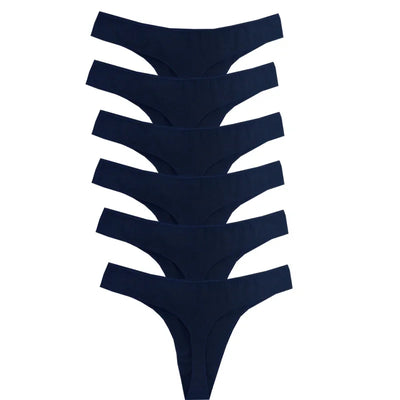 Calcinha fio dental feminina de algodão 6 peças, esportiva, respirável, cintura baixa, lingerie sexy feminina, cor sólida, fio dental