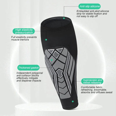 1 peça de mangas de compressão para panturrilha com almofada de EVA para homens e mulheres, suporte para pernas para dores nas canelas, caneleiras para corrida de futebol