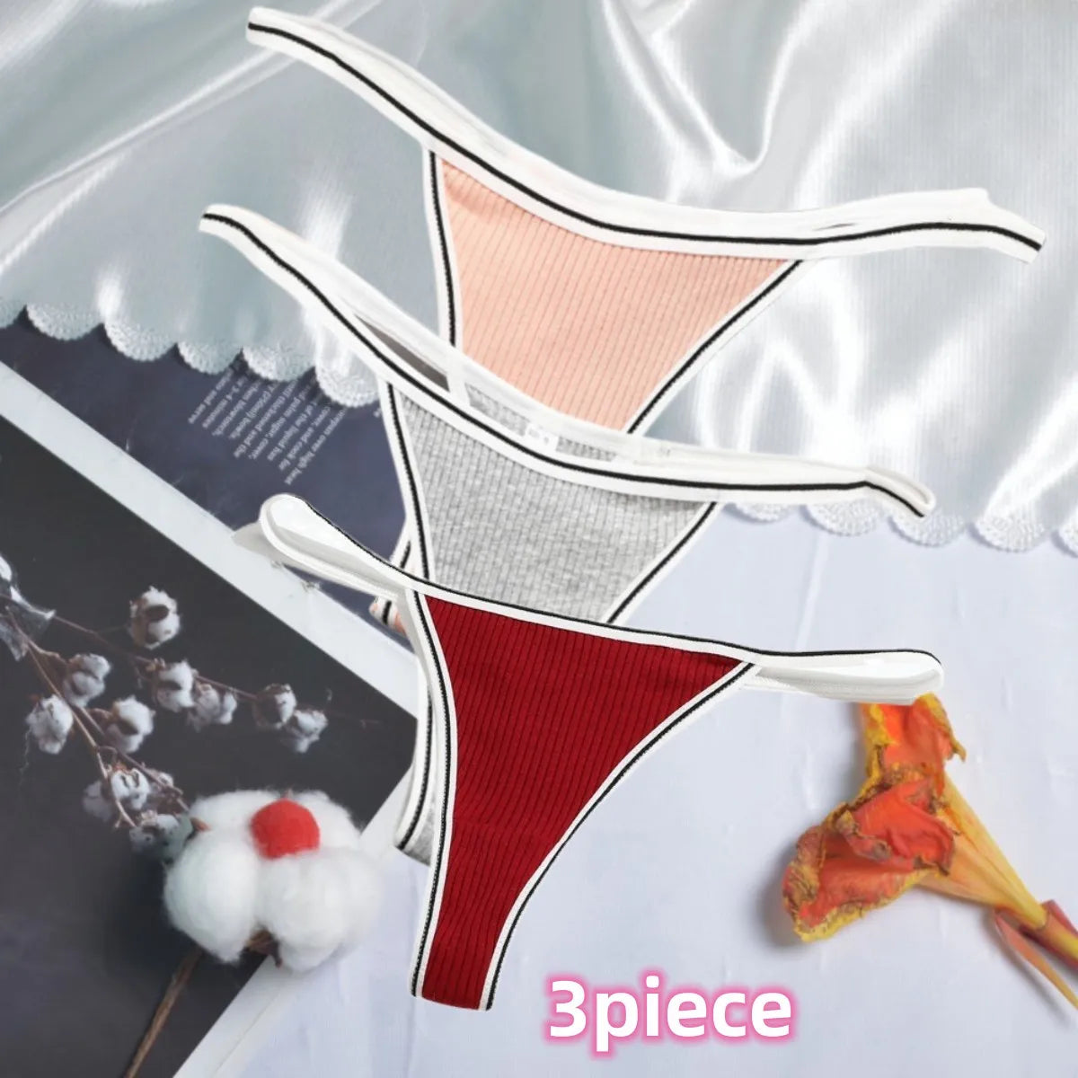 Calcinha feminina de algodão, fio dental sexy, sem costura, invisível, cintura baixa, confortável, cor sólida, fio dental