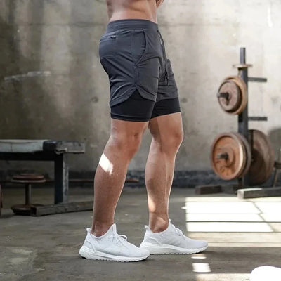 Shorts de corrida 2 em 1 com estampa cruzada para homens, shorts esportivos de academia cristã com forro de compressão, bolso para celular e toalha G
