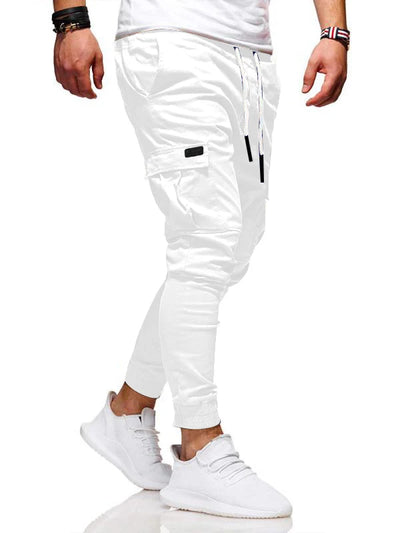 Calças esportivas com elástico, calças compridas casuais para corrida, calças de perna pequena, com cordão elástico, para outono e inverno