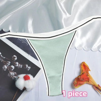 Calcinha feminina de algodão, fio dental sexy, sem costura, invisível, cintura baixa, confortável, cor sólida, fio dental