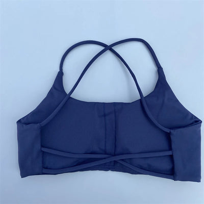 Sutiã esportivo feminino sexy com alças cruzadas nas costas, sutiã fitness de alto impacto para academia, ioga, treino, top curto, colete push up, roupa íntima para corrida