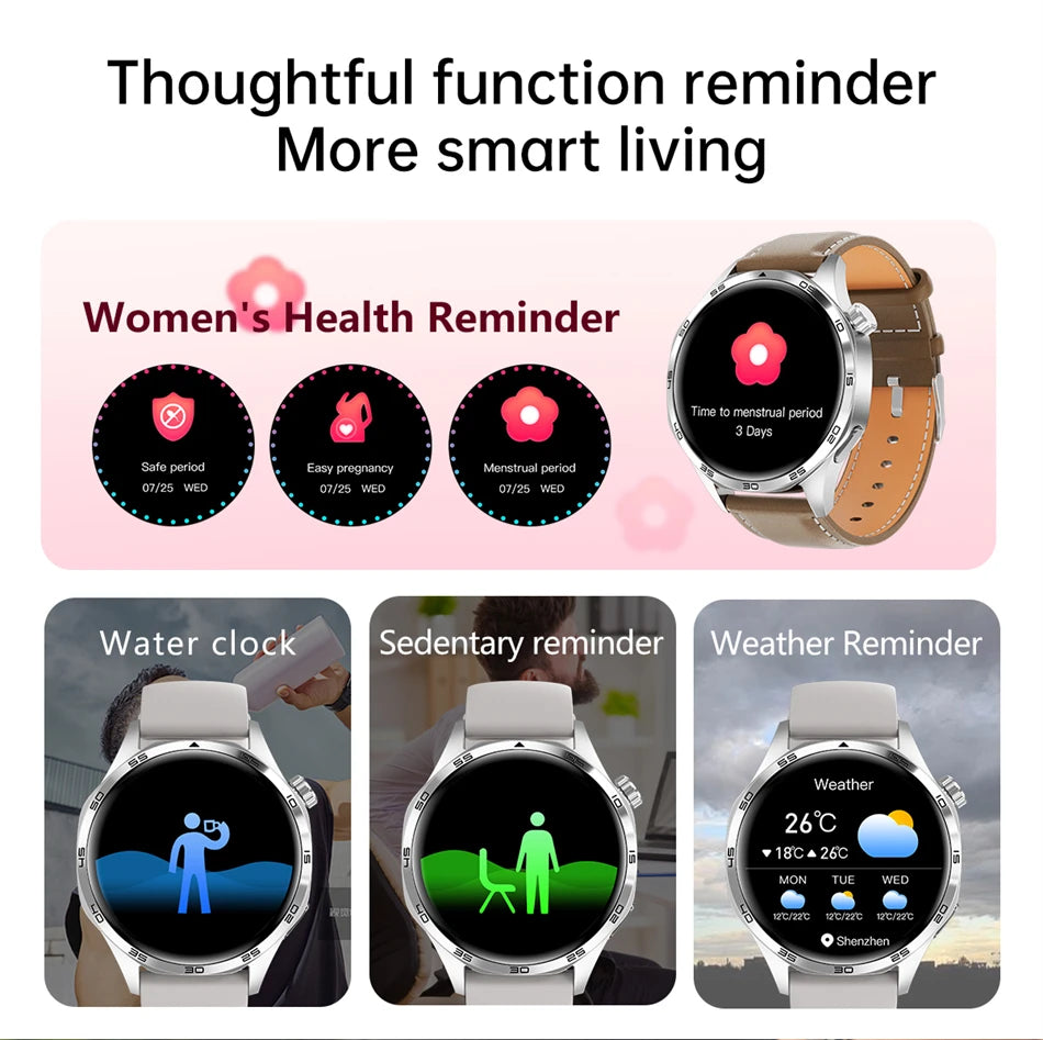 Para Huawei GT5 PRO Smart Watch Men Watch 4 Pro versão atualizada Tela AMOLED HD Bluetooth Chamada GPS NFC Frequência cardíaca SmartWatches