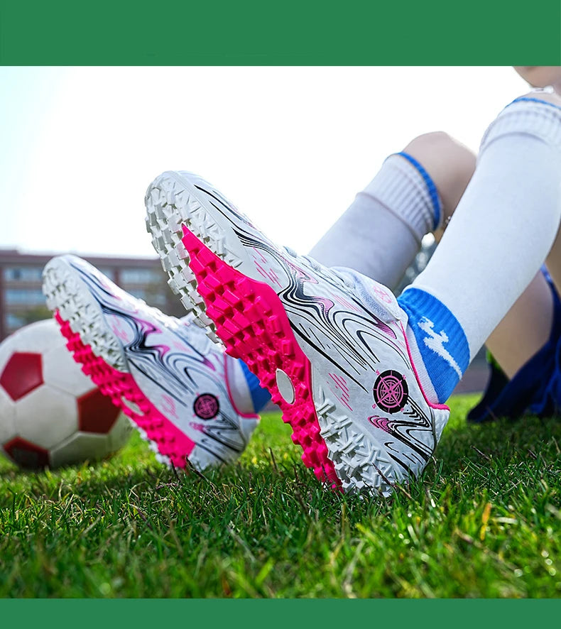 Marca de chuteiras infantis de futebol, chuteiras profissionais FG/TF para meninos e meninas, chuteiras de grama para futebol, calçados de treinamento de futsal ao ar livre