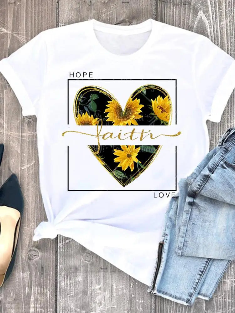 Roupas de verão leopardo amor coração doce moda feminina camisetas casuais manga curta regular camiseta feminina gráfica roupas