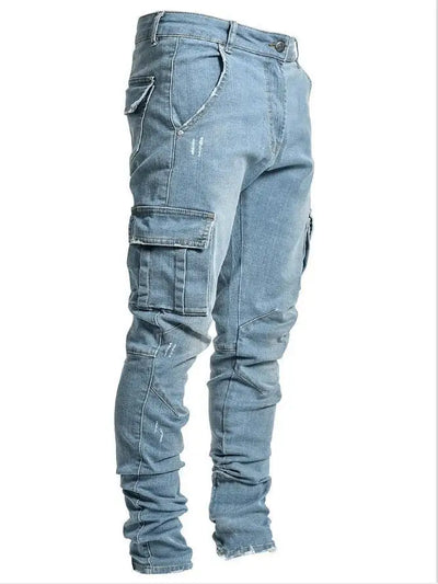 Novas calças jeans masculinas elásticas, novas, em promoção, da moda, casuais, na altura dos joelhos, resistentes ao desgaste, confortáveis, com zíper, para skate
