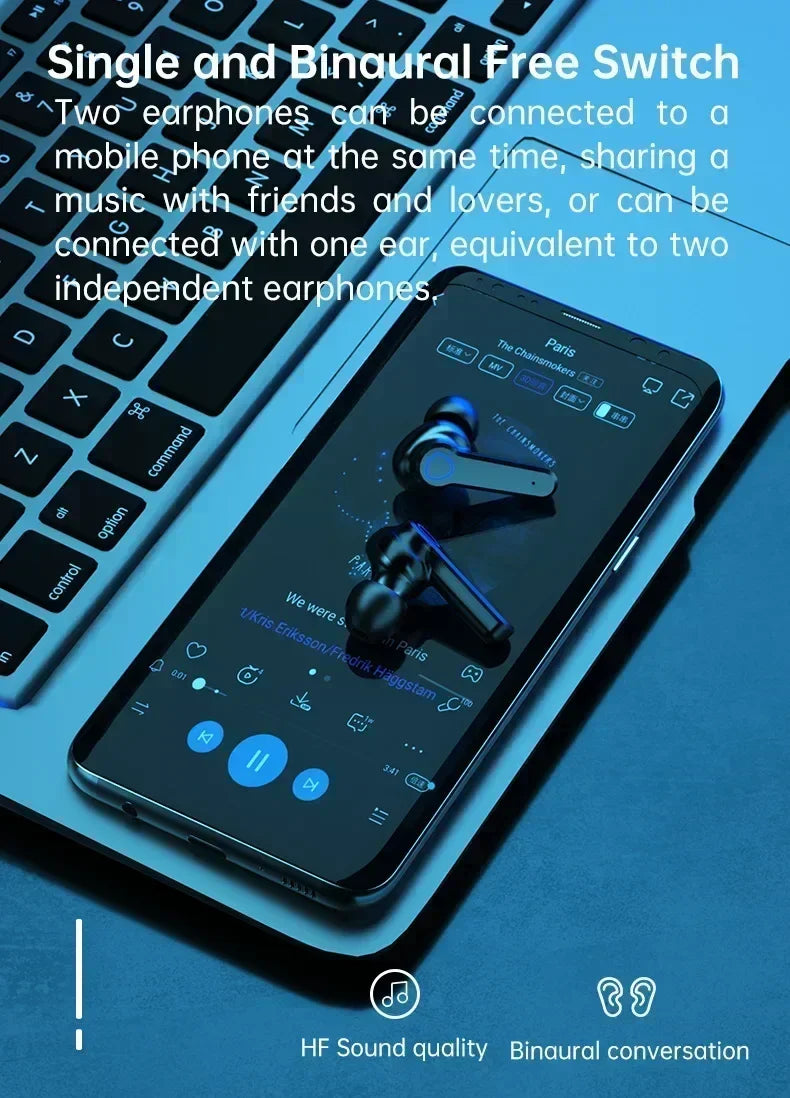 Fones de ouvido M19 TWS Fone de ouvido M10 com controle de toque inteligente sem fio Bluetooth Fones de ouvido à prova d'água com tela LED e microfone