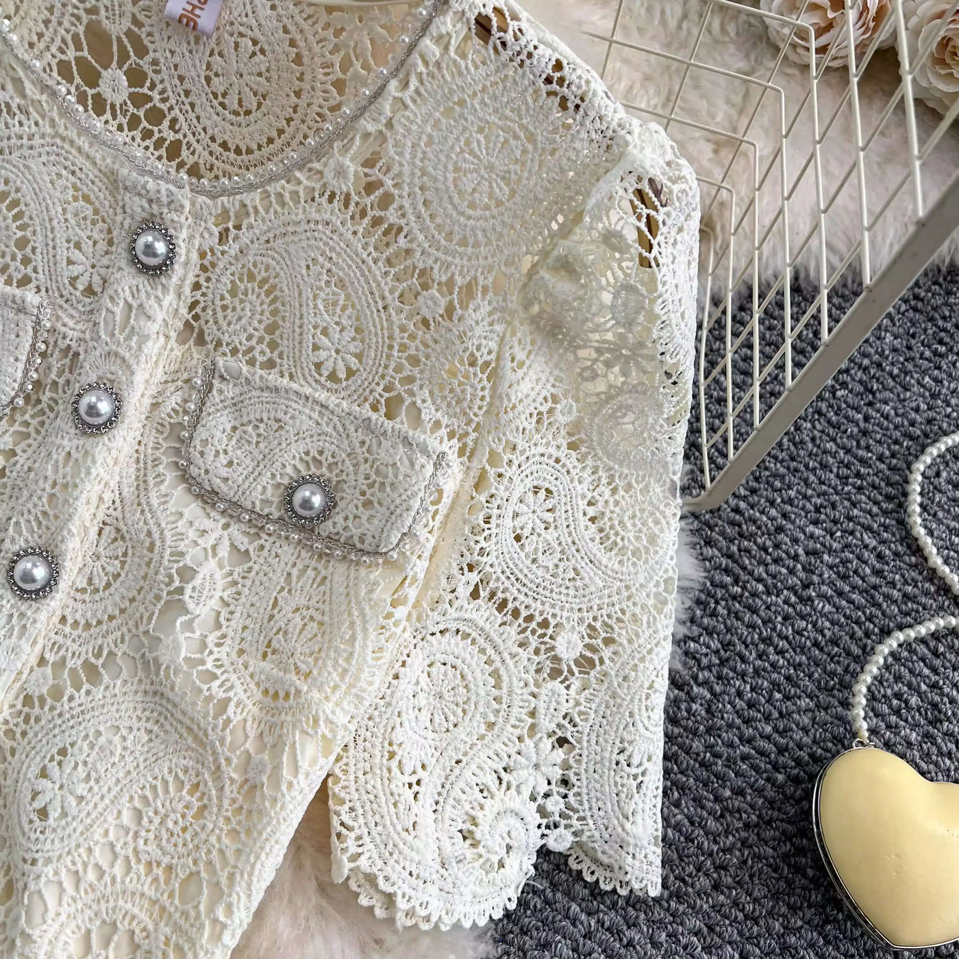 Elegante vestido longo de pérolas, conjunto feminino de 2 peças, manga curta, flor, bordado, camisa de renda, saia midi evasê