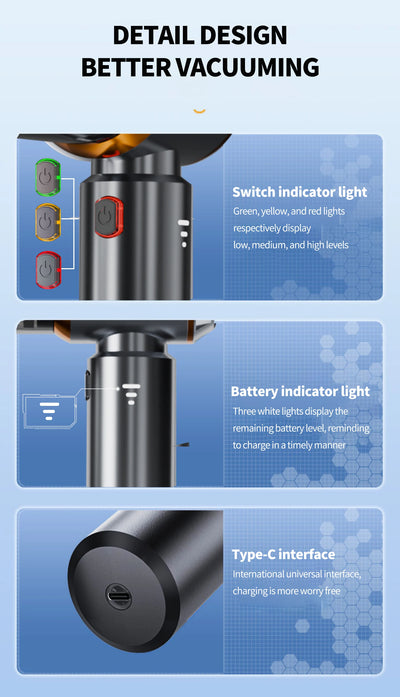 Aspirador de pó automotivo CENRR 998000PA com forte sucção, sem fio, portátil, máquina de limpeza