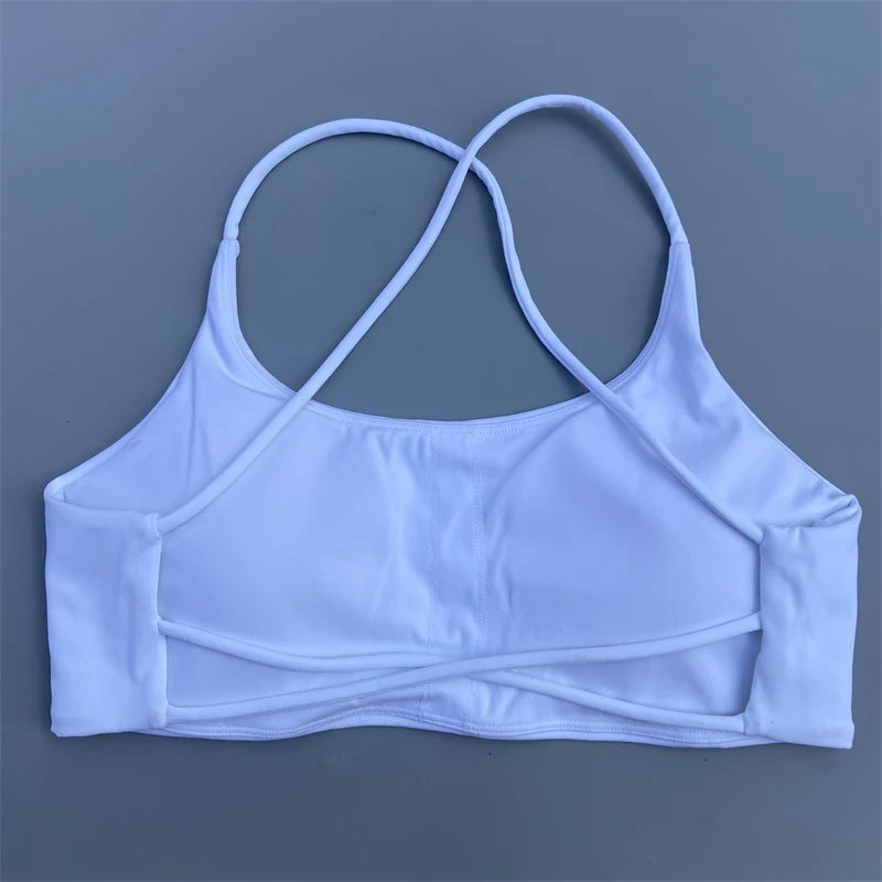 Sutiã esportivo feminino sexy com alças cruzadas nas costas, sutiã fitness de alto impacto para academia, ioga, treino, top curto, colete push up, roupa íntima para corrida