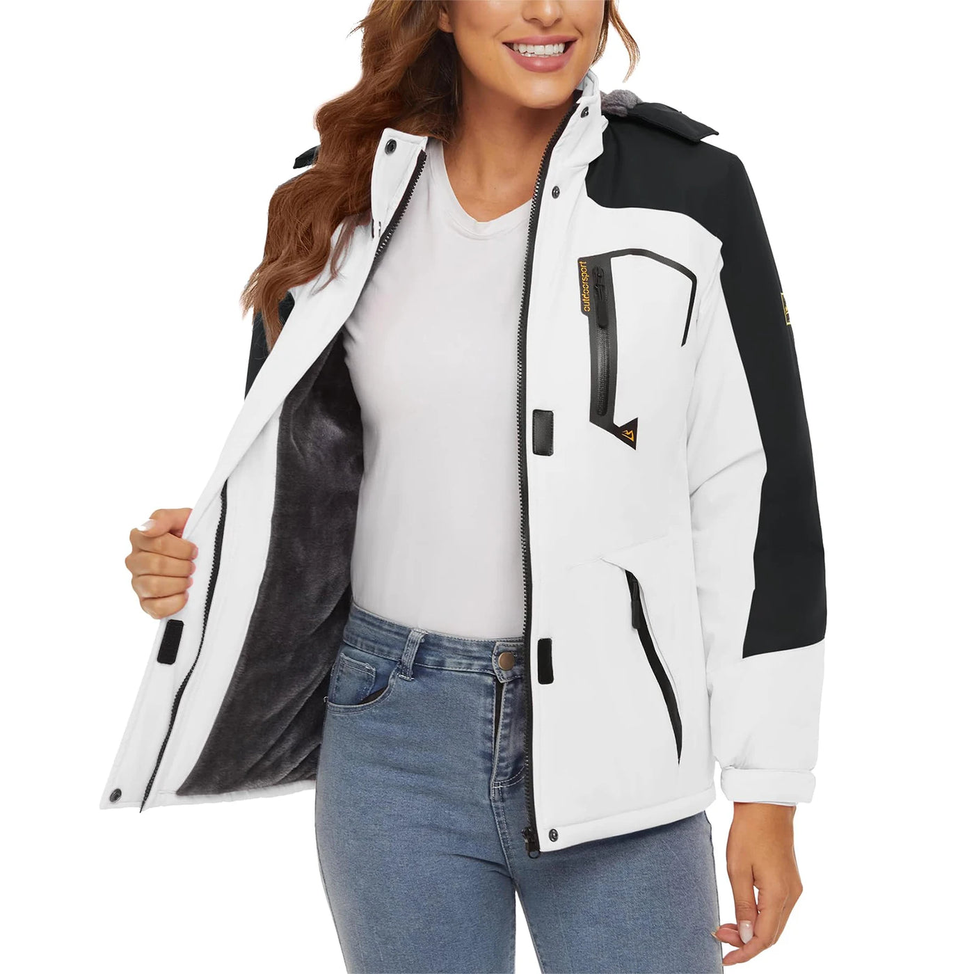 Jaqueta feminina de inverno pesada para snowboard e esqui KEFITEVD, térmica, quente, para caminhadas, corta-vento, casual