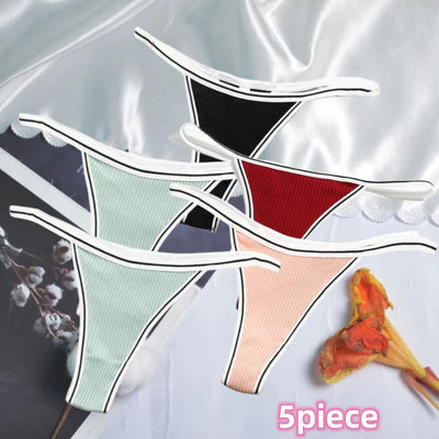 Calcinha feminina de algodão, fio dental sexy, sem costura, invisível, cintura baixa, confortável, cor sólida, fio dental