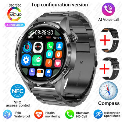 Para Huawei GT5 PRO Smart Watch Men Watch 4 Pro versão atualizada Tela AMOLED HD Bluetooth Chamada GPS NFC Frequência cardíaca SmartWatches