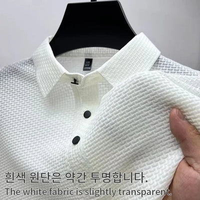 Nova camiseta masculina de manga curta de verão, camisa polo fresca e respirável, casual para negócios, com absorção de suor