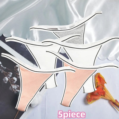 Calcinha feminina de algodão, fio dental sexy, sem costura, invisível, cintura baixa, confortável, cor sólida, fio dental