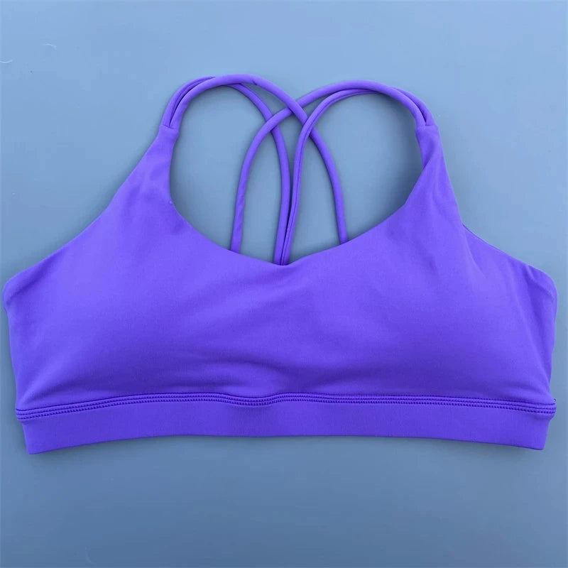 Sutiã fitness feminino de alta resistência e cor sólida, top esportivo justo, treinamento abrangente, academia, ioga, roupa íntima justa com bojo