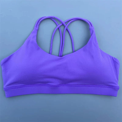 Sutiã fitness feminino de alta resistência e cor sólida, top esportivo justo, treinamento abrangente, academia, ioga, roupa íntima justa com bojo