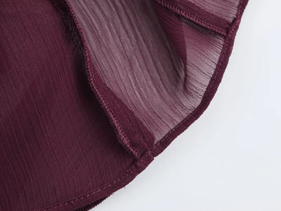 Camisas femininas elegantes, soltas, de manga comprida, em camadas, para escritório, vintage, com decote em V, translúcidas, com babados em camadas, verão 2025