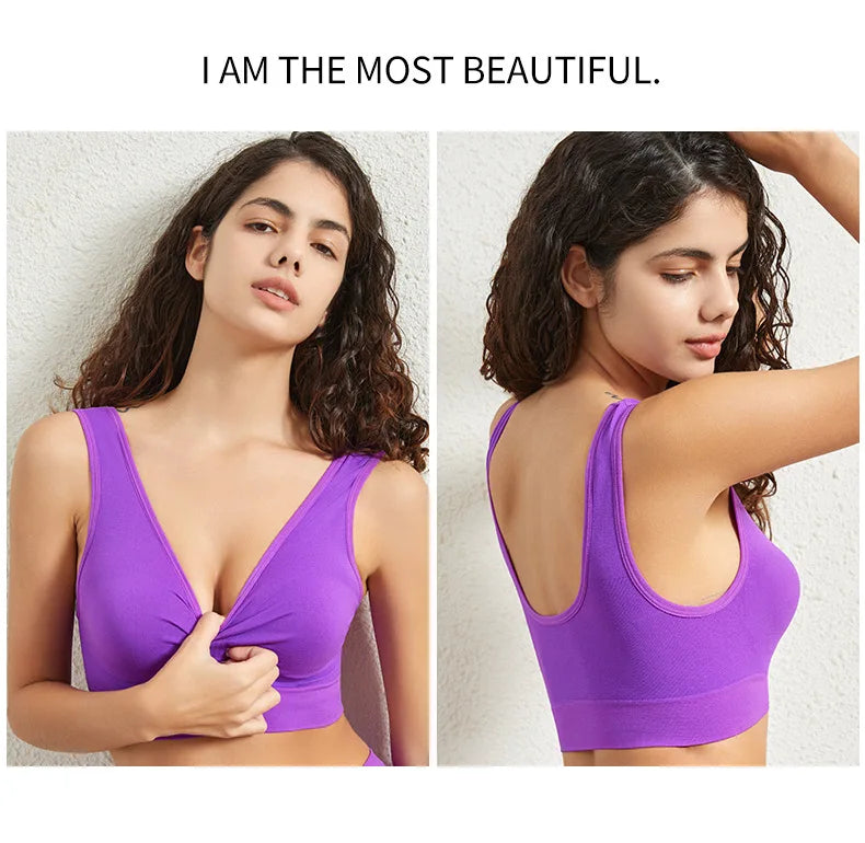 1 peça sutiã esportivo feminino tamanho grande sem argola de aço roupa íntima sem costura bojo removível corrida esporte ioga colete sutiãs